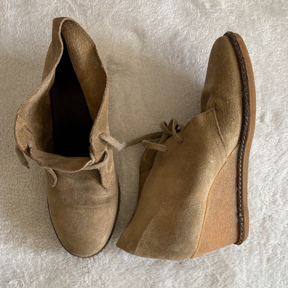 J. Crew Factory Brown Suede Wedge Boots